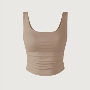 OGL Move Eco-SkinKiss®2.0 Ruched Sides Square Brami Tank Top - Oatmeal - M